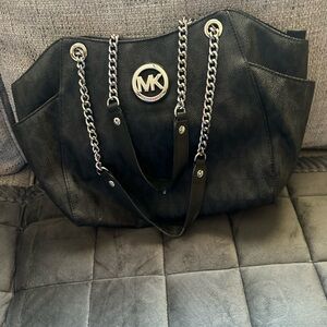 Michael Kors Black Shoulder Bag with Silver Chain